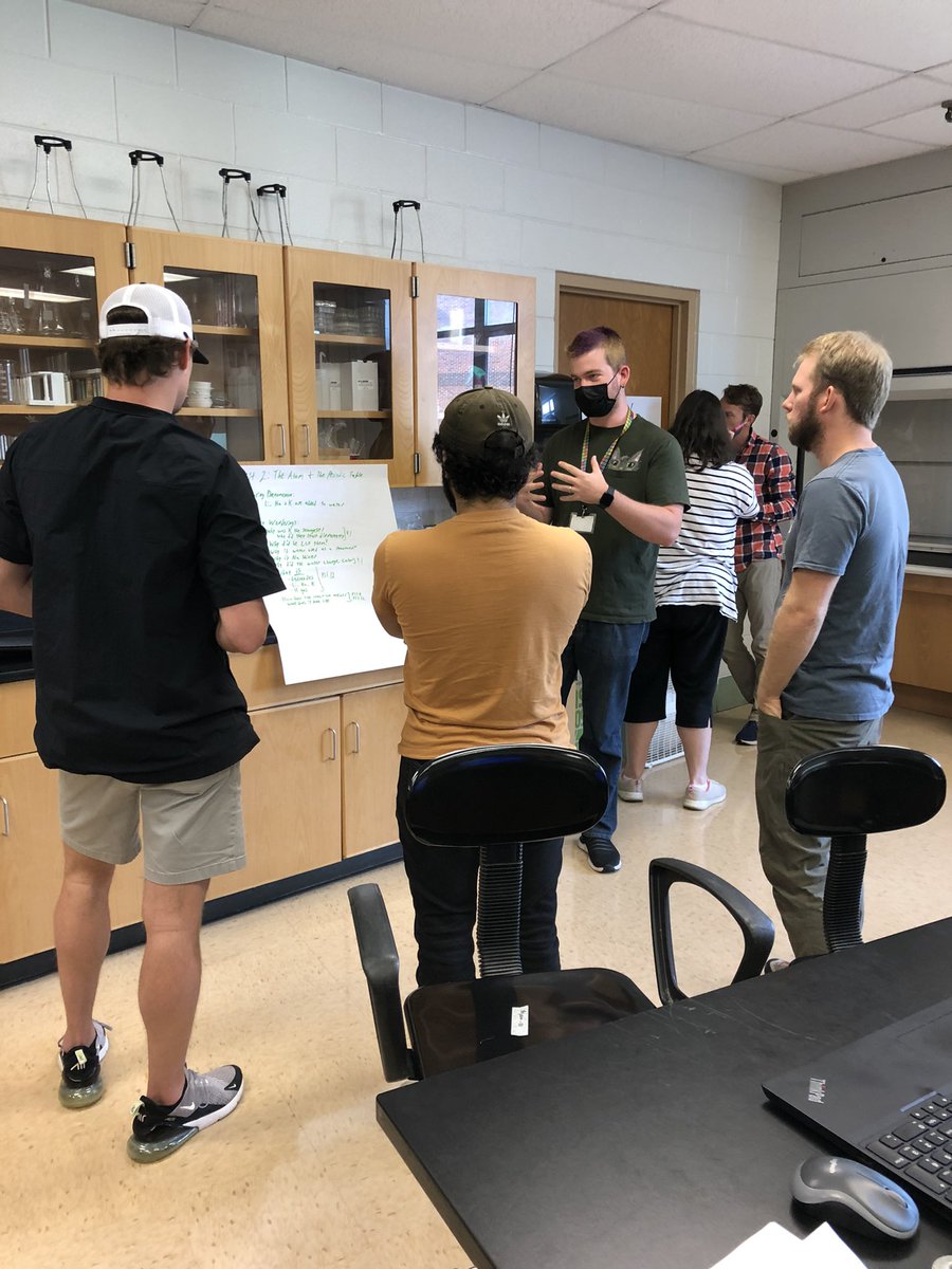 SarahStumper's tweet image. Grateful to be in person today with our #HCS_science chemistry teachers. Always a pleasure working with co-facilitators @JoeyHGaby and @Sci_Bryant and taking the opportunity to dive head first into some of our curriculum resources.