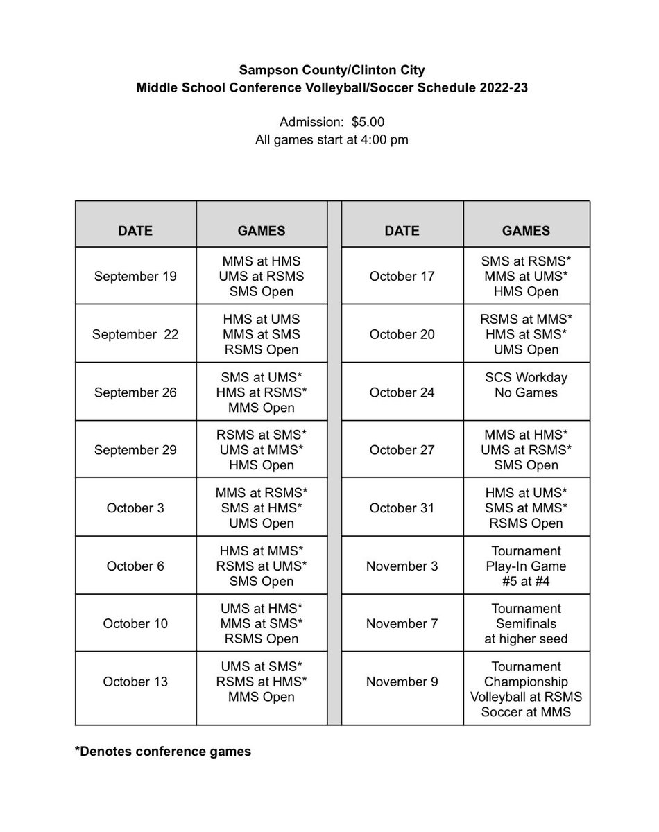 RSMS_Leopards's tweet photo. Parents and students! Please see the attached fall sports schedules! If you’re interested in trying out you must have a physical by tryouts. More information will be given at Back to School Night on August 18th. @SampsonSchools https://t.co/Wk7PNCuv9g