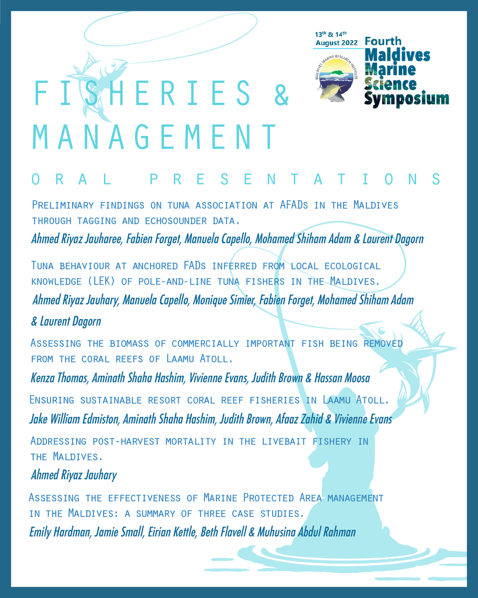 MMRI_Maldives's tweet photo. The 5th theme of #MMSS2022, Fisheries &amp; Management! Presentations include research focused on marine resources from a fishery perspective, as well as sustainable use and resource protection. https://t.co/Pt1LdoDfwY