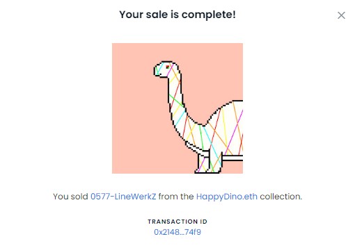 LinewerkZ  x  Happy Dino

Collab Dino is Sooold to Amazing <a href="/BlinkingPets/">Blinking PETs</a> 🥳

Thank you so much 🥰🥰

Please Follow <a href="/BlinkingPets/">Blinking PETs</a> and <a href="/jakebalchNFT/">jakebalch.nft 💎💜</a> 

#NFTCommunity #nftcollector #PapaJake