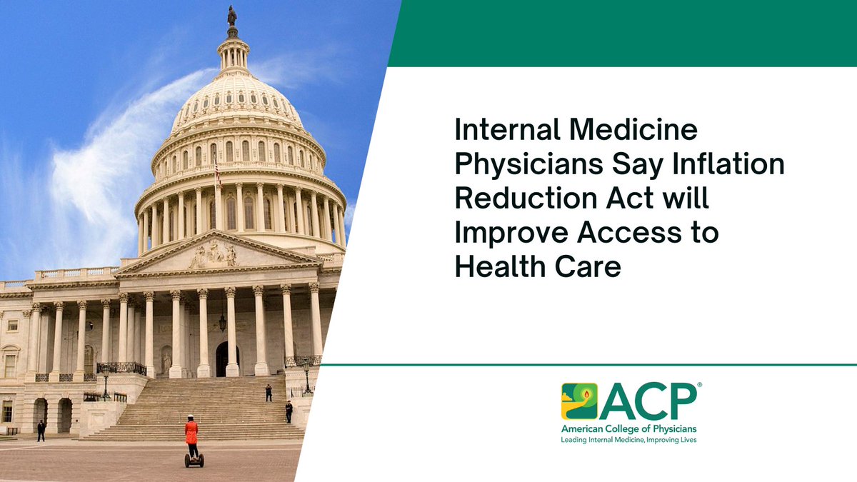 ACPIMPhysicians's tweet image. @ACPinternists are pleased that the Inflation Reduction Act #2022, passed by the Senate, will improve access to health care. Click here to read more: ow.ly/Ugt750Kf3Bc 

#Docs4Coverage