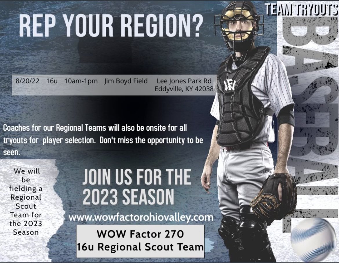 I have partnered with the Wow Factor, a National Organization for Travel Ball! I will be having tryouts August 20th @ 10:00 on Jim Boyd Field in Eddyville for my 16U team. If you want your son to be apart of a great team, and a great organization with college  exposure, come out!
