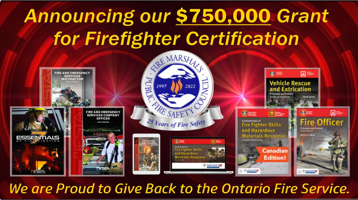 We are proud to announce a $750,000 grant to support firefighter certification in Ontario. Provided over 3 yrs, it is open to all Ontario fire departments. Details on the application process will follow soon. We are proud to give back to the Ontario Fire Service.