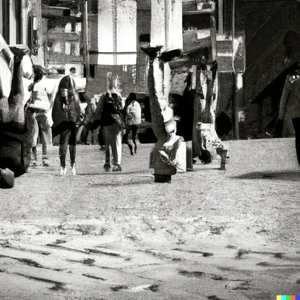 Es vaicāju DALLE2: "Photo of a street with people walking upside down" #openai #dalle2