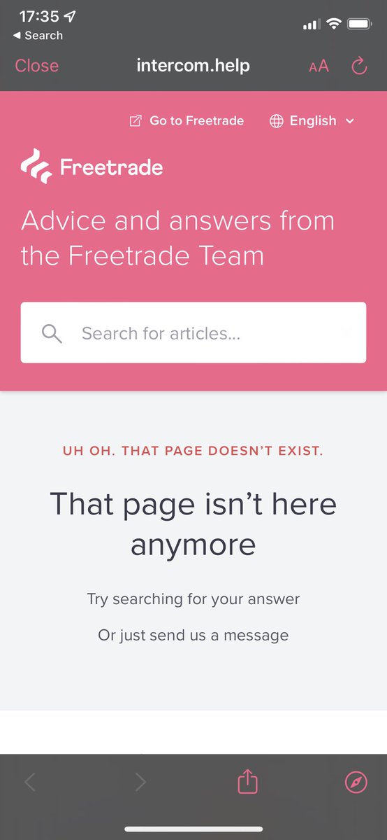 pthm_'s tweet photo. @freetrade the “What is settlement” link from your little info dialog on the account screen leads to a deleted page, that page also throws an error when attempting to search. https://t.co/AbGSOTnJOA