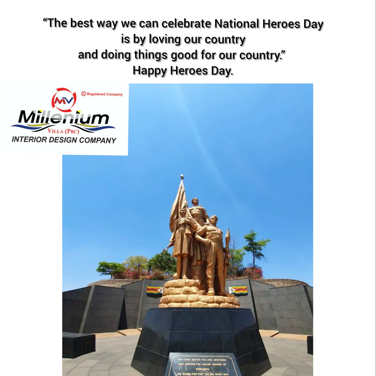 “The best way we can celebrate National Heroes Day is by loving our country and doing things good for our country.” 

Happy Heroes Day to you all. 

#heroes #Zimbabwe #HeroesDay2022 #interiordesign #holidayseason