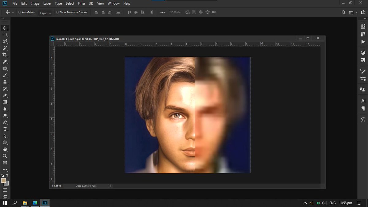 SonnyBauer8462's tweet photo. This awesome Work-In-Progress REstoration of Leon S. Kennedy’s OG RE2 Trial Edition Inventory Portrait by @bserv1 is just further reaffirming my thought that his likeness was initially based on the late River Phoenix.

#ResidentEvil #REBHFun https://t.co/NmexcDjIPx