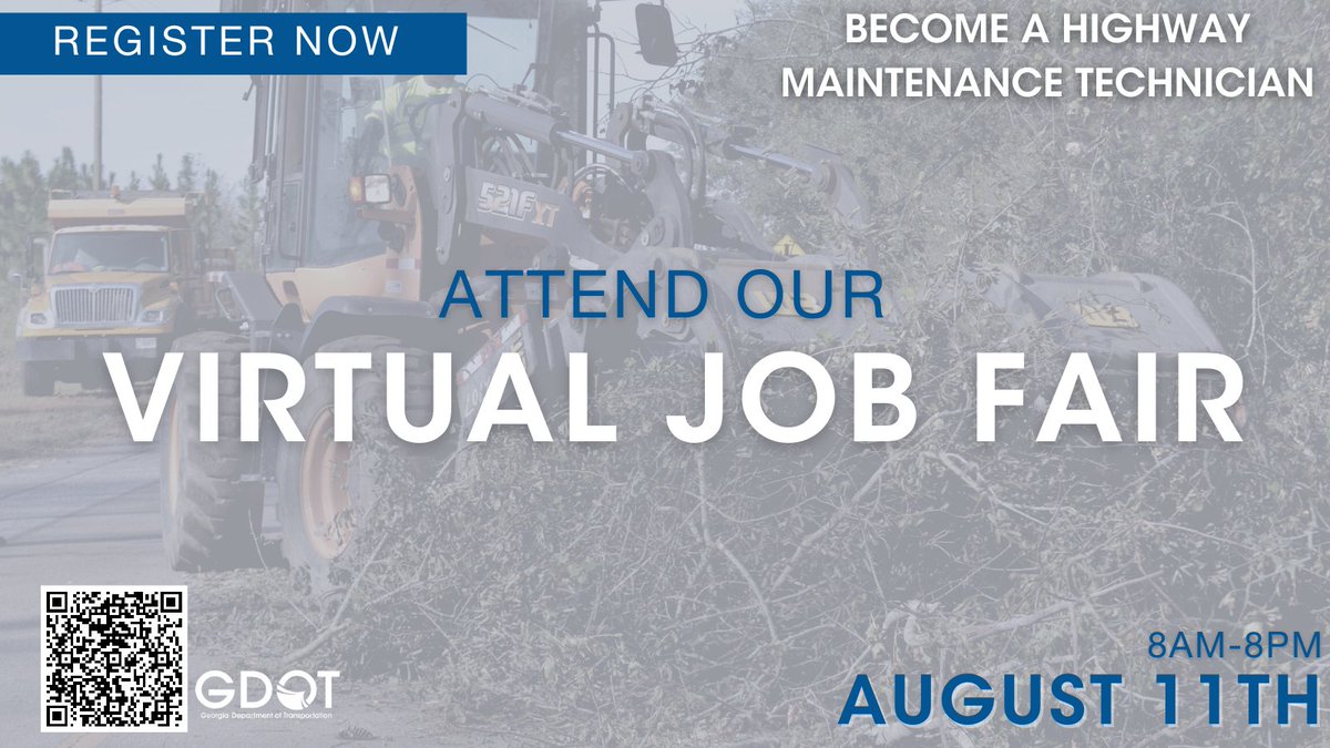 Are you looking for a steady job with benefits eligibility upon hire? Start your career with Georgia DOT as a Highway Maintenance Technician👉 Visit
indeedhi.re/3BFmPCC  to register for the Virtual Job Fair on August 11! #ExperienceGDOT#HighwayMaintenanceTechnician