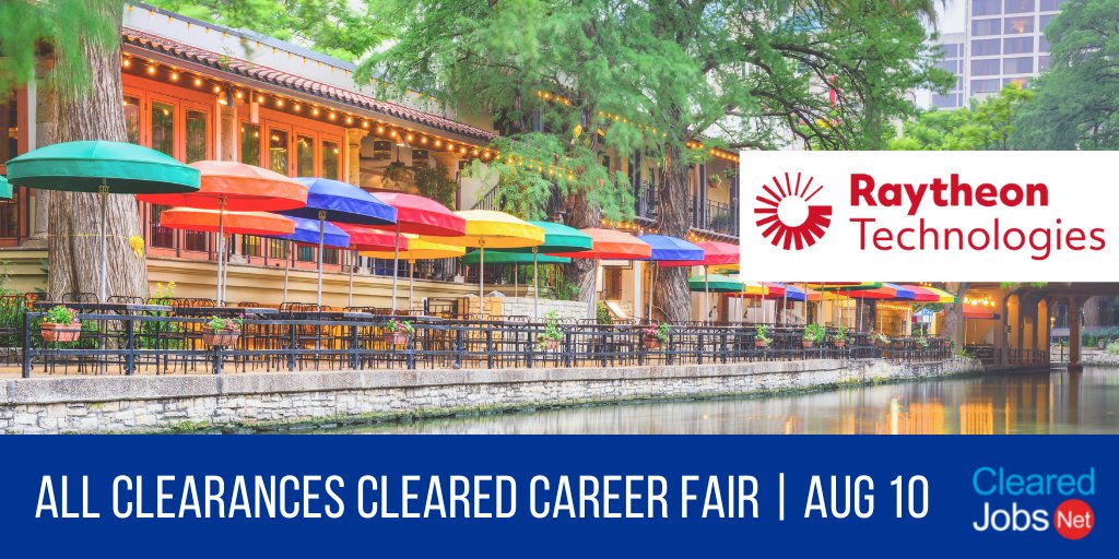 ClearedJobsNet's tweet image. Find your future with @RaytheonTech at the August 10 All Clearances #ClearedJobFair clearedjobs.net/job-fair-compa… #CNODeveloper #ReverseEngineer