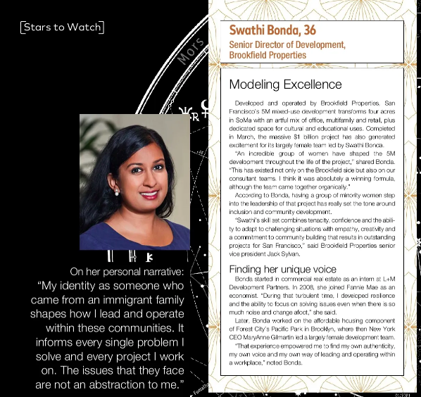 Congratulations to our very own Senior Director of Development, Swathi Bonda for being recognized as one of Commercial Property Executive’s “Rising Star” of 2022. <a href="/CPExecutive/">Commercial Property Executive</a> <a href="/Brkfldproprtl/">Brookfield Properties</a> <a href="/5M_SF/">5m_SF</a>
