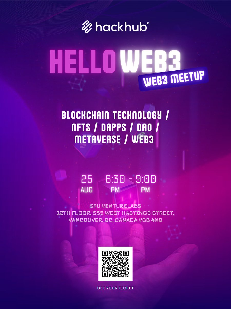 Our second Web 3.0 meet-up is coming! shout out to our lovely speakers <a href="/pooria_arab/">pooria</a> <a href="/cynb3ar/">Cyn</a> and Matias Marquez.
#web3 #blockchain #nft #DAO #web3community #Vancouver