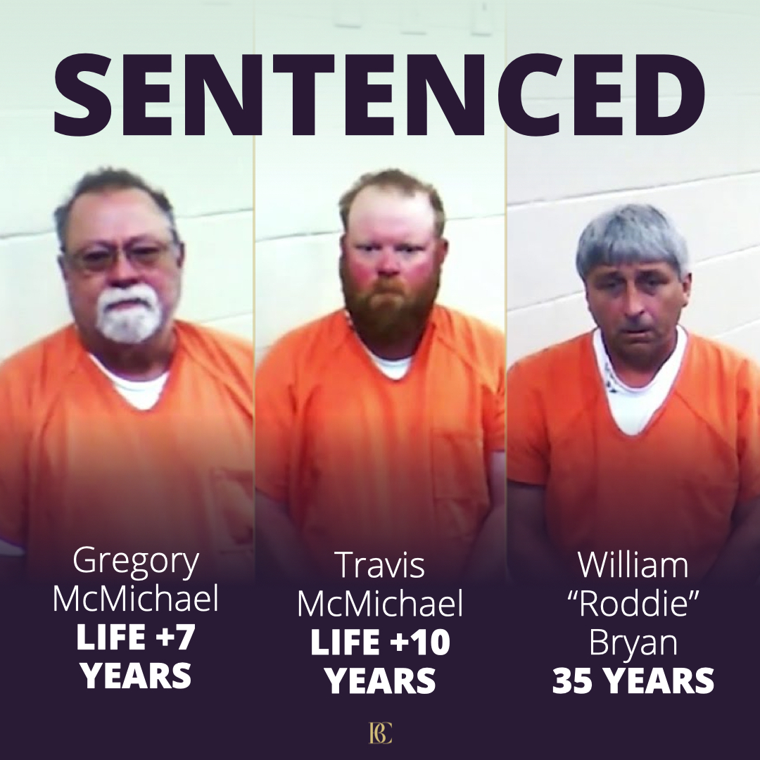 AttorneyCrump's tweet image. These sentences send a message that vigilantes cannot kill an innocent Black man, putting themselves in the roles of police, judge and executioner, w/o paying a high price – spending the rest of their lives in prison. We thank everyone who tirelessly demanded justice for Ahmaud.