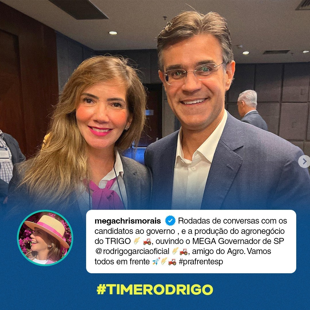 time_rodrigo's tweet photo. O meu governador é amigo do agro. E o seu? 🚜😁 

Obrigado pelo apoio, Chris! Sempre em frente 🚀

#PraFrenteSP #GovernadorRaiz🤠 #GovernadorDeTodos #PaulistaRaiz #RodrigoGarcia https://t.co/KDyJFt8bkI