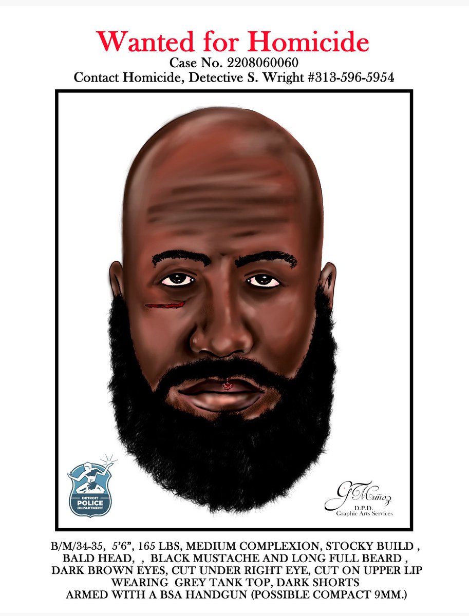 detroitpolice's tweet photo. 🚨WANTED FOR HOMICIDE🚨
When: 8/6/22; 4 a.m.
Location: 11500 block of LaSalle
We're searching for a suspect in connection to a homicide that occurred on the city's west side. 
If anyone has info on this crime, please call our Homicide Unit at 313-596-2260 or 1-800-Speak-Up. https://t.co/gbHTOtMbj6