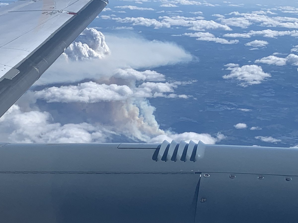 be350cgnlf's tweet photo. @WandaYYT Flew to Deer Lake and back from St. John’s just now and the smoke appears to go from the fire site to well out past the Bonavista peninsula.  Topped at 16000 over the main fire. https://t.co/SmB7sXDacZ