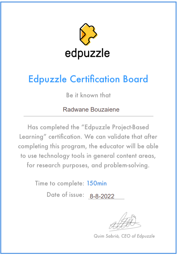 BRadwane's tweet photo. Project-Based Learning.
#EdpuzzleReads #EdpuzzleSweeptakes
#EdpuzzleCertification @edpuzzle https://t.co/m9VLOMRXbW