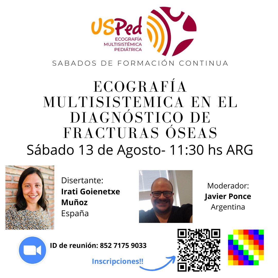 Sábados de #POCUS:
Ecografía Multisistémica en el Diagnóstico de Fracturas Óseas.
No sólo tejidos blandos. 🔊🩻 #MedEd

Por Irati Goienetxe Muñoz👩🏻‍⚕️🇪🇸, coordina <a href="/javierponce76/">Javier Ponce</a> 🇦🇷 #PedsICU

Sábado 13 de Agosto:
🇧🇷🇨🇱🇵🇾🇺🇾 11:30
🇧🇴🇨🇺🇻🇪 10:30
🇨🇴🇪🇨🇲🇽🇵🇪 09:30
🇭🇳 08:30

⬇️ Link/Registro.