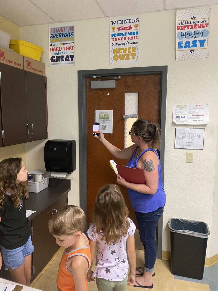 4th grade is engaging our families at orientation. Parents scan a QR code which links them to a video that will excite them about an upcoming field trip to Saint Augustine. #vbevibe