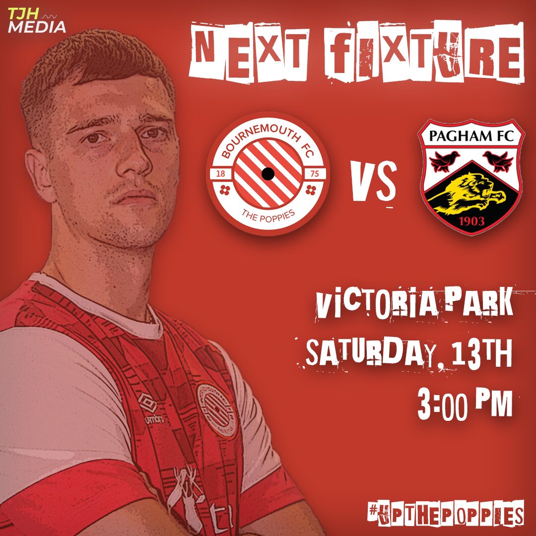 ⏭ NEXT MATCH

The Poppies are back in action at Victoria Park this Saturday!

Vs <a href="/PaghamFCNews/">Pagham Football Club 🦁</a> 
⏰ 3 PM kick Off

Come and enjoy the afternoon with us and cheer the lads on in a tough test.

#UpThePoppies🔴⚫️