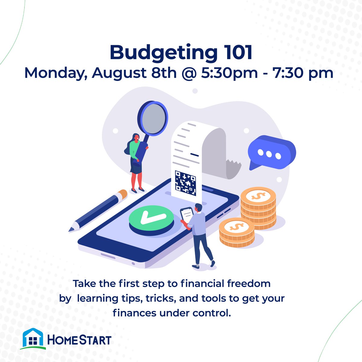 NWHomeStart's tweet photo. Join us for an online workshop and learn how to make your finances more manageable! 💸
You don't need any previous knowledge or experience; just be ready today from 5:30pm-7:30pm 📅

📌 Visit https://t.co/kdKZJ0zL9S and register under the "Your Finances" tab or call 815.962.2011 https://t.co/f1ljhEflje