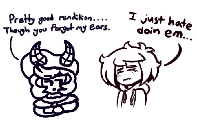 Oops cropped this out by accident, the Kimiko was drawn by Shroom

if you ever notice a lack of visible ears in my character designs, this is why lol 