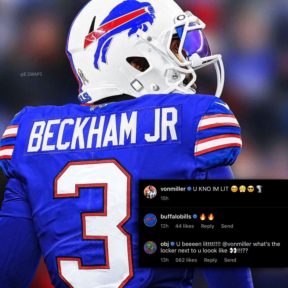 BfloFanatics's tweet photo. You have to wonder. The #Bills WR room is loaded, but if any injuries were to pop up and OBJ was still available, make the call! ☎️ #BillsMafia

🎨 via @e__dsgn ↩️ https://t.co/dvwh51mXHN