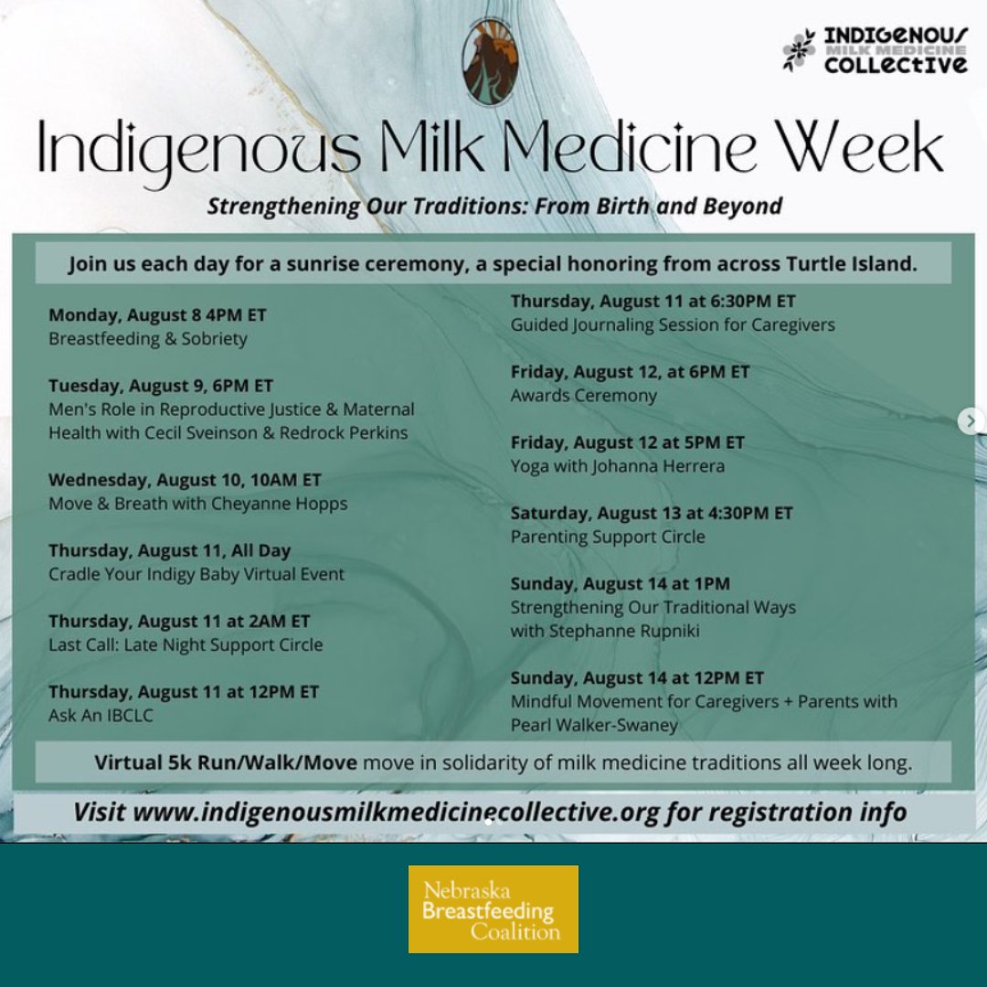 NEbreastfeeding's tweet photo. Go check out the virtual events from the indigenous Milk Medicine Collective happening all week!
#IndigenousMilkMedicineWeek #indigenousmilkmedicinecollective #indigymilkheals #nationalbreastfeedingawarenessmonth #IMMW22 #NEbreastfeedingmonth https://t.co/tz6X0lwDrY