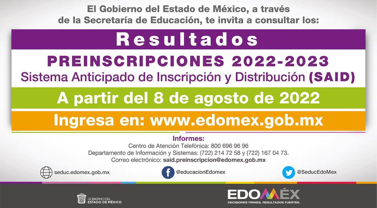 SEB_Edomex's tweet photo. Ya están disponibles los resultados de las preinscripciones llevadas a cabo a través del #SAID 2022 en escuelas públicas de nivel básico en el #Edoméx. @SeducEdoMex 🧑🏻🏫 https://t.co/YCGh7Nd7HJ 🌐
@geramonro05 @TinocoGRogelio https://t.co/QsQCq7LnF2