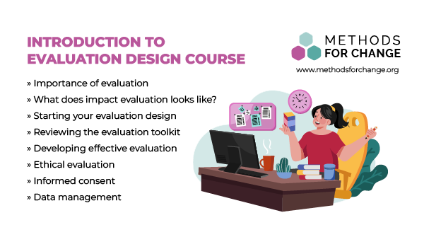 methods4change's tweet photo. Have you ever wondered if your research or public engagement activity is really making a difference? Then our Introduction to #EvaluationDesign self-paced course is for you. Learn more at https://t.co/706UzYhQiW https://t.co/9MumxofnA9