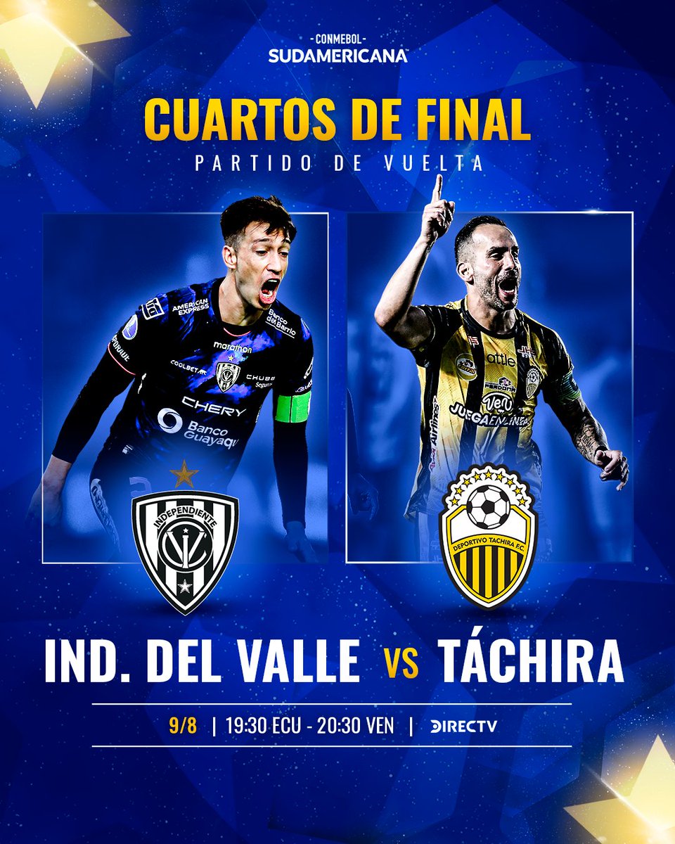 Sudamericana's tweet photo. 🇪🇨⚽🇻🇪 ¡Se define en Quito! @IDV_EC recibe a @DvoTachira por la revancha de los Cuartos de Final de la CONMEBOL #Sudamericana. 

🔙 El encuentro de Ida terminó en victoria para los ecuatorianos por 1-0. https://t.co/FzH79iCN4a