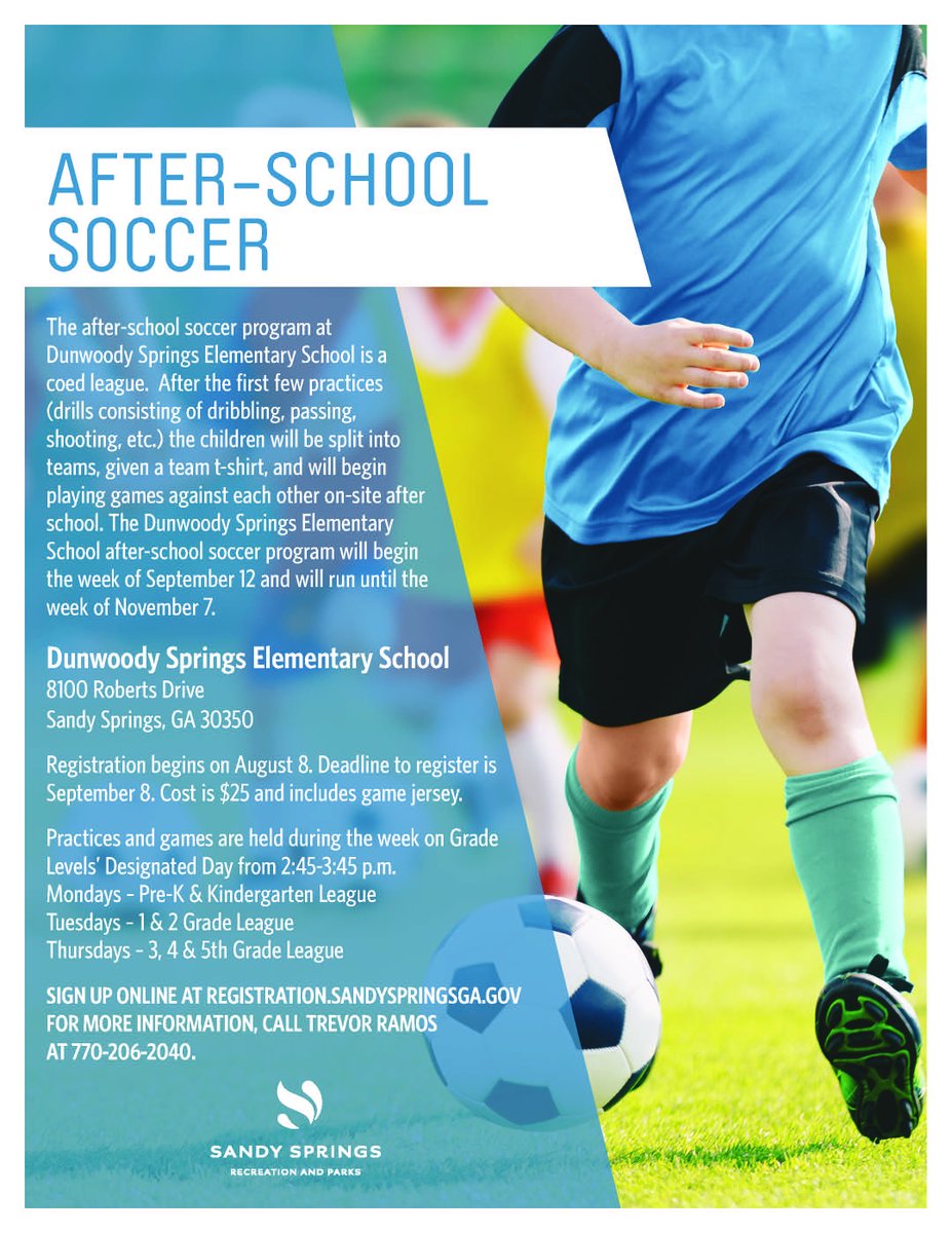 DSES will host a co-ed after school soccer program beginning the week of September 12. Registration is open now. And the fee to participate is $25. See the attached flyer for more details and how to sign your student up. Hope to see you on the field!!