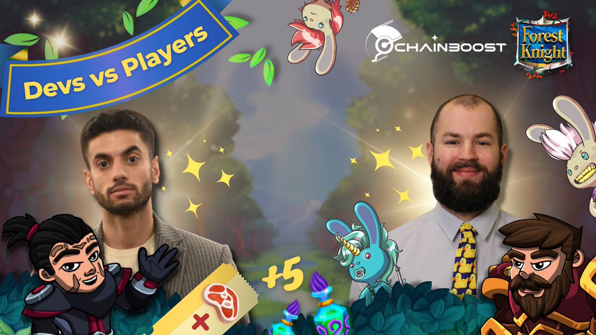 ForestKnight_io's tweet photo. Greetings, honorable Knights!

The Q&amp;A with SMM Ryan from @Chain_Boost  is now LIVE!

Join us in the link below:
https://t.co/p8pTBfJsaT

We're discussing all things Forest Knight, Chainboost, and blockchain gaming! https://t.co/yKcVCBLEEx