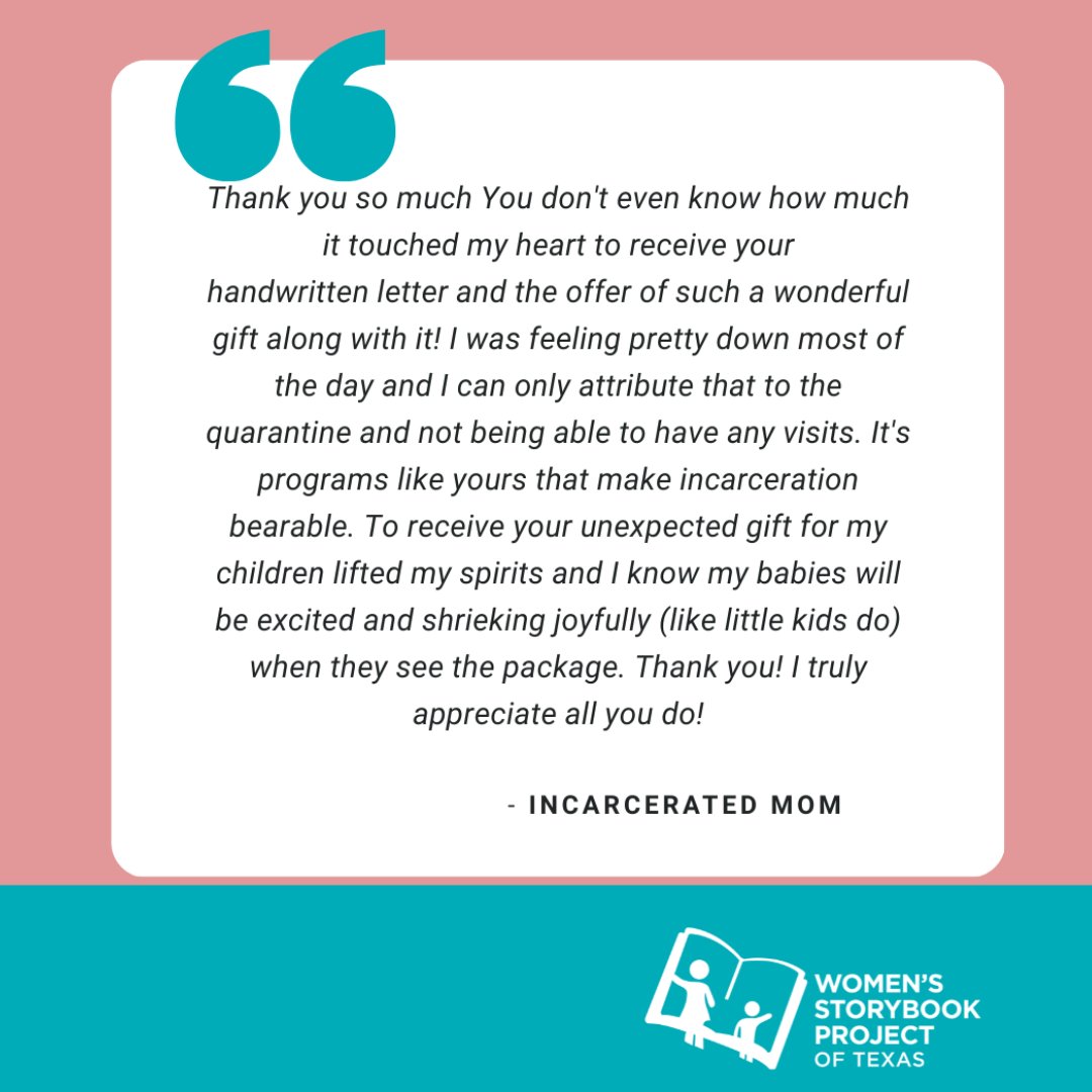 We are kicking off the week with a new testimonial from a mom. 📚👩‍👧‍👦   #wsp_tx #literature #children #incarceratedmothers #incarceratedmom #literacy 
#reading #read #childrensbooks #literature