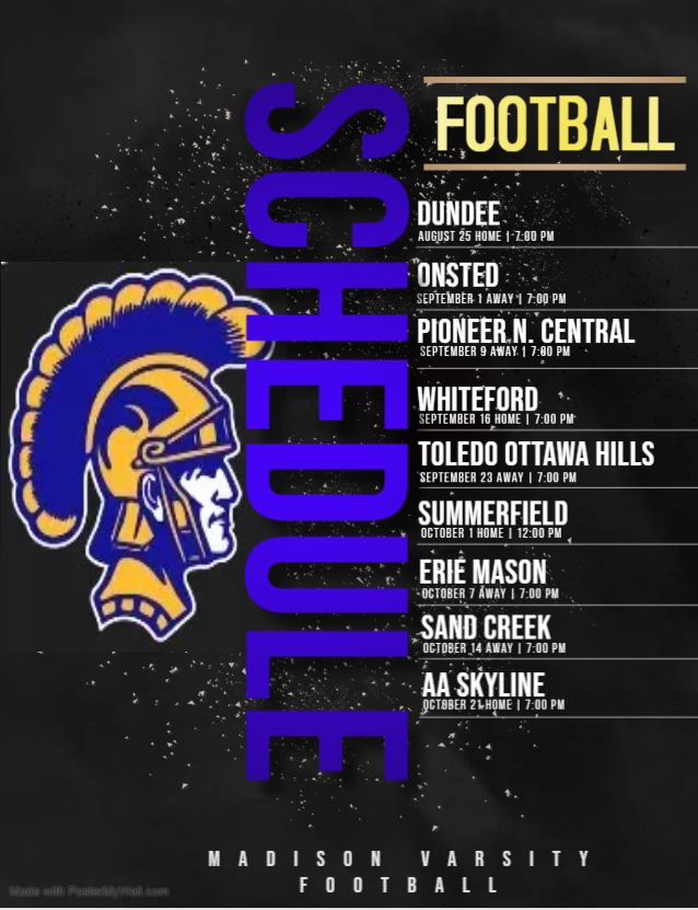 sgallagher44's tweet photo. Your 2022 Madison Varsity Football Schedule!💪〽 https://t.co/sdlGydgOoO