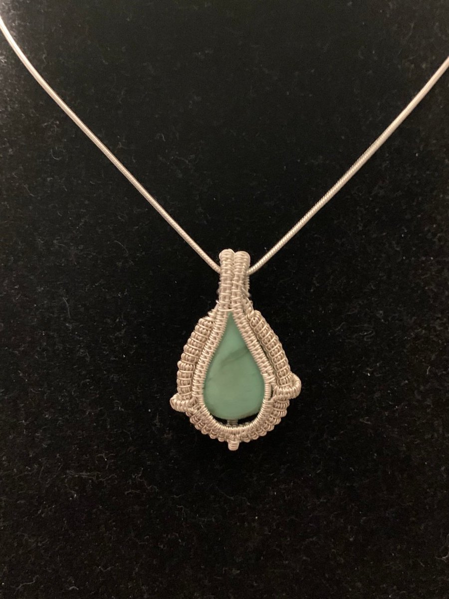 UneBelleEmmy's tweet photo. I have this gorgeous Seagreen and Silver Wire Wrapped Pendant available in my shop. This beauty is dainty and the perfect accent to any outfit without being too bold. Check it out! #wirewrap #jasper #wirewrappedpendant #silverpendant #silverwirewrap https://t.co/iVoGJPUNd6 https://t.co/N50iJZR9Zd