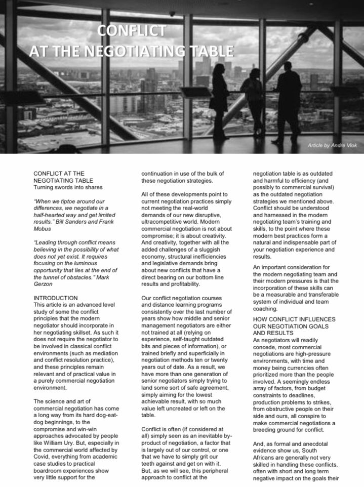 vlok_andre's tweet photo. My article on conflict at the commercial negotiating table in the August edition of Business Talk https://t.co/01hk2PpXly