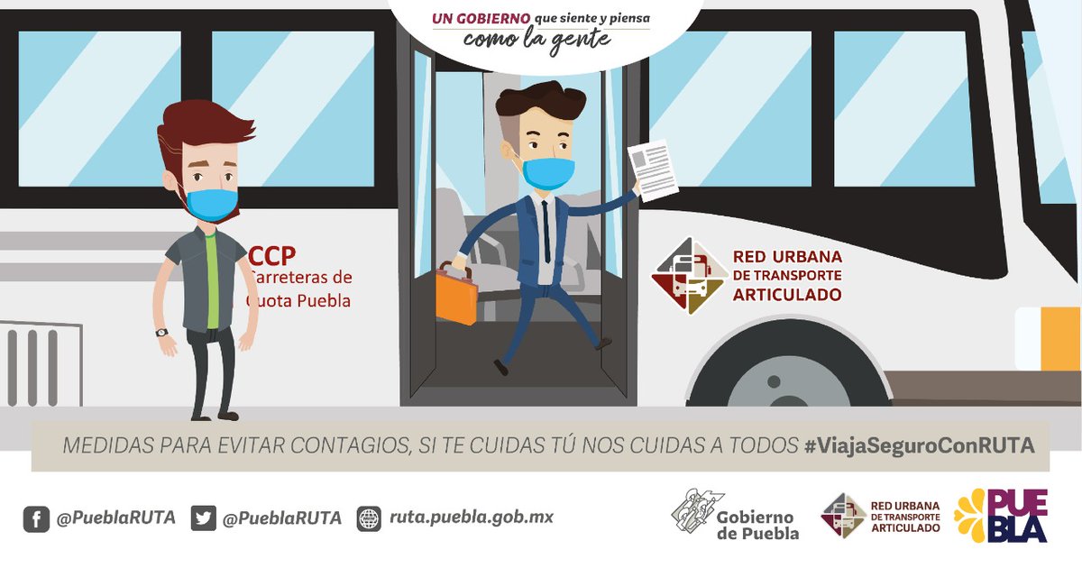RUTA_Puebla's tweet photo. ¡Recuerda adoptar las medidas preventivas para evitar contagios #SARSCoV2.🦠! Utiliza el 😷cubrebocas al ingresar a las 🚏terminales y 🚏estaciones ó al abordar nuestras unidades 🚌troncales y/o 🚍alimentadoras.
¡Si te cuidas tú nos cuidas a todos! #ViajaSeguroConRUTA https://t.co/pvq4Wisx3m