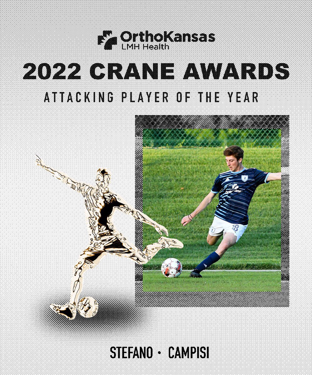 2022 CRANE AWARDS brought to you by LMH Health and Orthokansas🏆

The next C.R.A.N.E Award of the day recognizes the most outstanding attacking player of the season. Join us as we congratulate STEFANO CAMPISI for receiving this award!

#KVFC2022 #Path2Pro