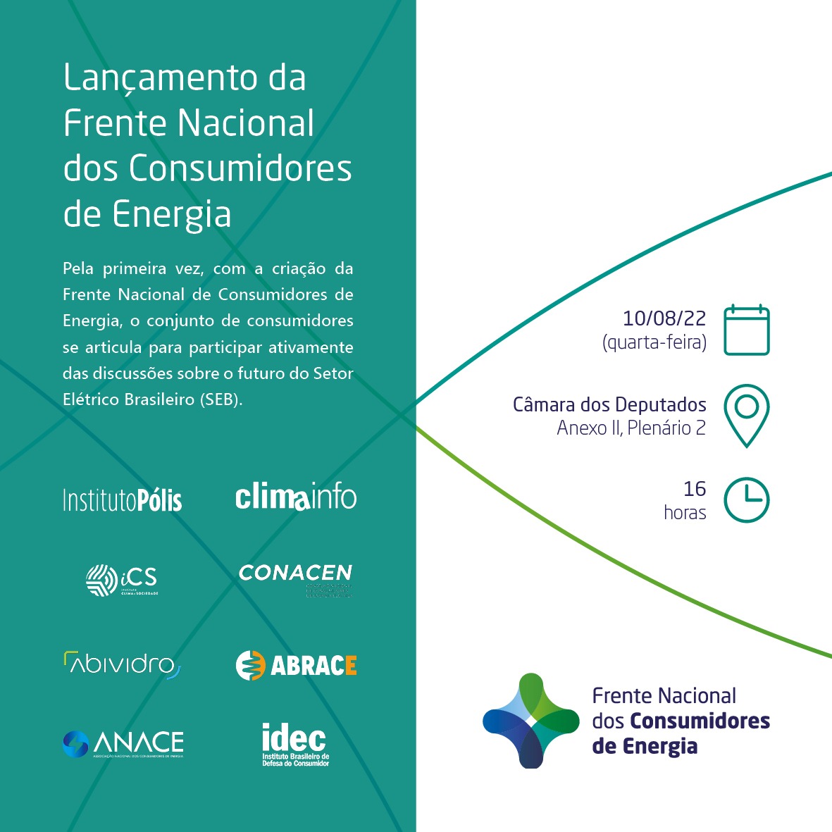 Na próxima quarta-feira (10), os principais representantes dos consumidores se reúnem em uma Frente Nacional dos Consumidores de Energia. Convidamos a todos os amigos dos consumidores a participarem desse movimento. #energia #consumidores