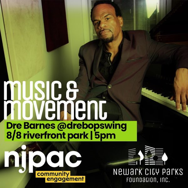 Newark Riverfront (@newarkriverfrnt) on Twitter photo Meet us by the Orange Sticks today and enjoy the sounds of @drebopswing by the river from 5-6pm. Brought to you by <a href="/njpac/">New Jersey Performing Arts Center</a> @njpaccommunity <a href="/newarkcityparks/">Newark City Parks Foundation, Inc.</a> #NewarkRiverfront Meet us by the Orange Sticks today and enjoy the sounds of @drebopswing by the river from 5-6pm. Brought to you by <a href="/njpac/">New Jersey Performing Arts Center</a> @njpaccommunity <a href="/newarkcityparks/">Newark City Parks Foundation, Inc.</a> #NewarkRiverfront