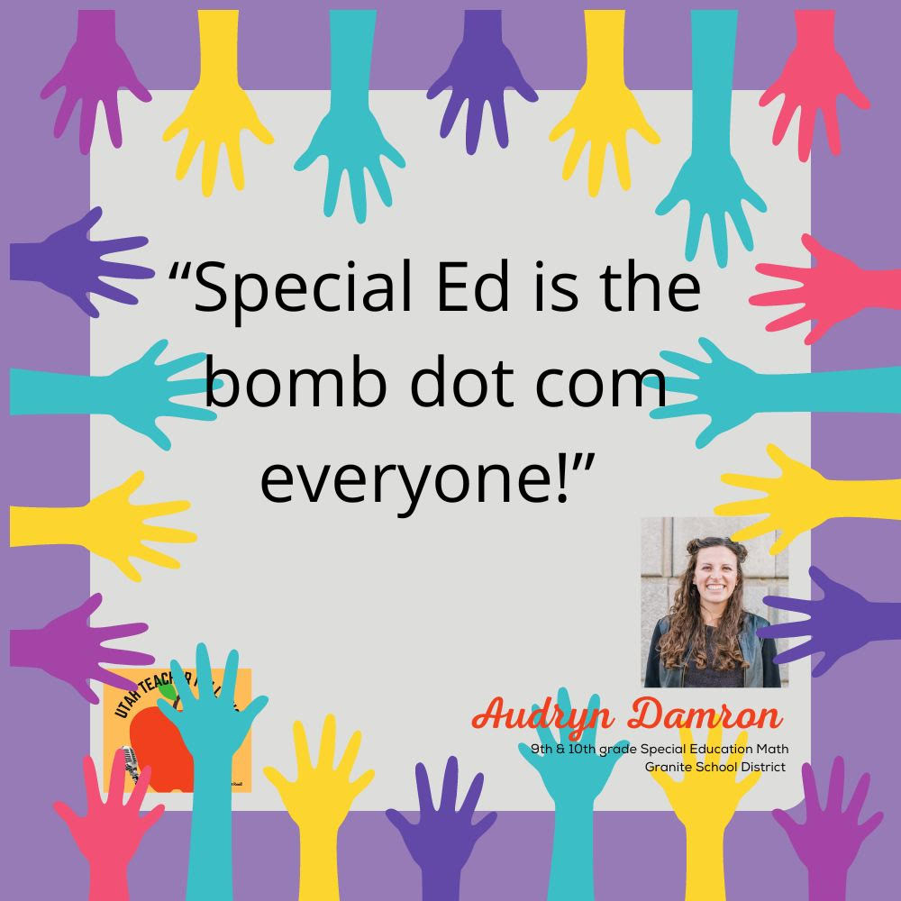 Listen to our August episode on the Utah Teacher Fellows Podcast and why Special Education is the BOMB.com! theutahteacher.com/utah-teacher-f… #teacherpodcast #eduhive #teachertwitter #UTedchat #utpol @UTBoardofEd @HSG_UT