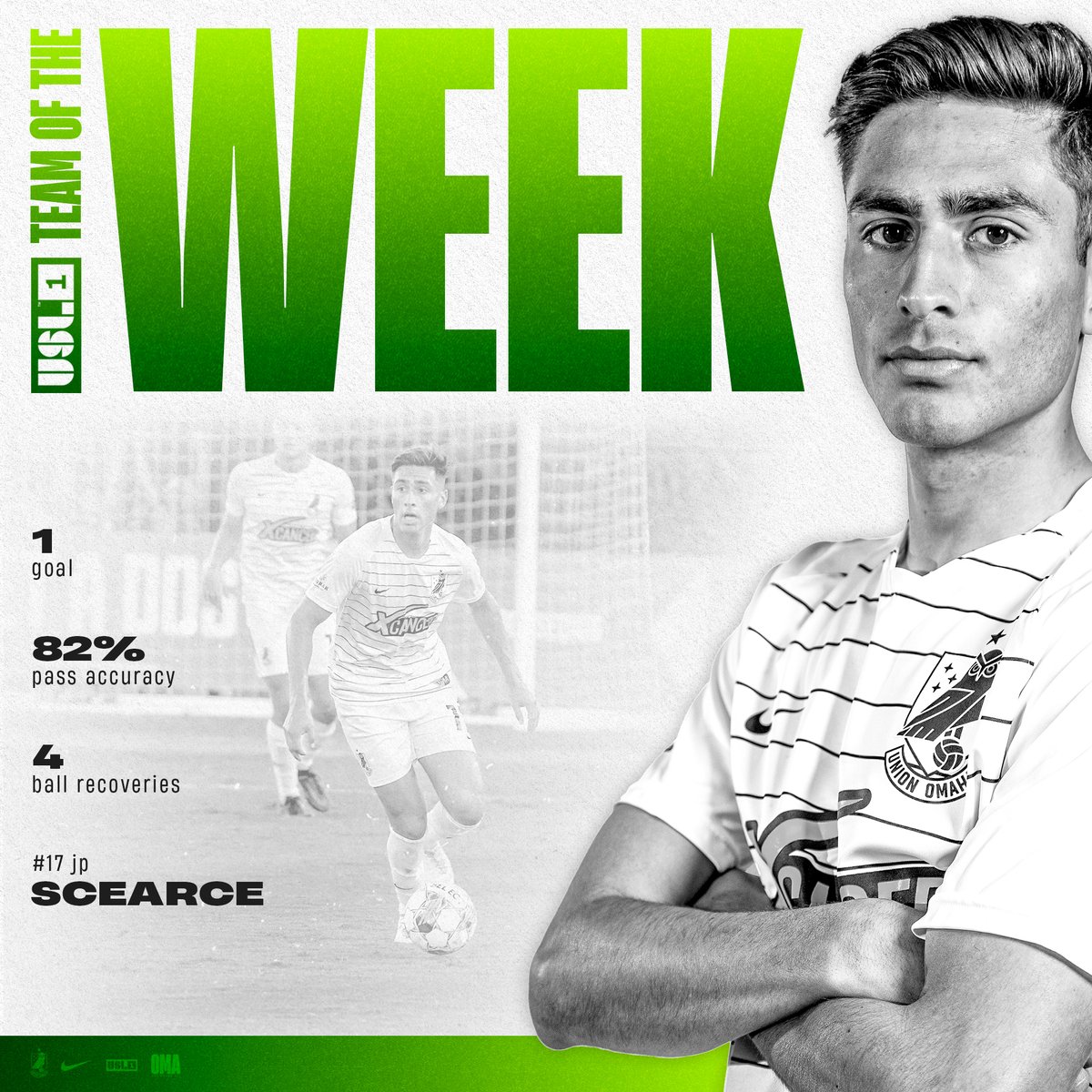 🏅 Saturday night's goal scorer, @jpscearce97, earns his third 𝗧𝗲𝗮𝗺 𝗼𝗳 𝘁𝗵𝗲 𝗪𝗲𝗲𝗸 appearance after another solid outing in the midfield 💪 #OneMeansAll