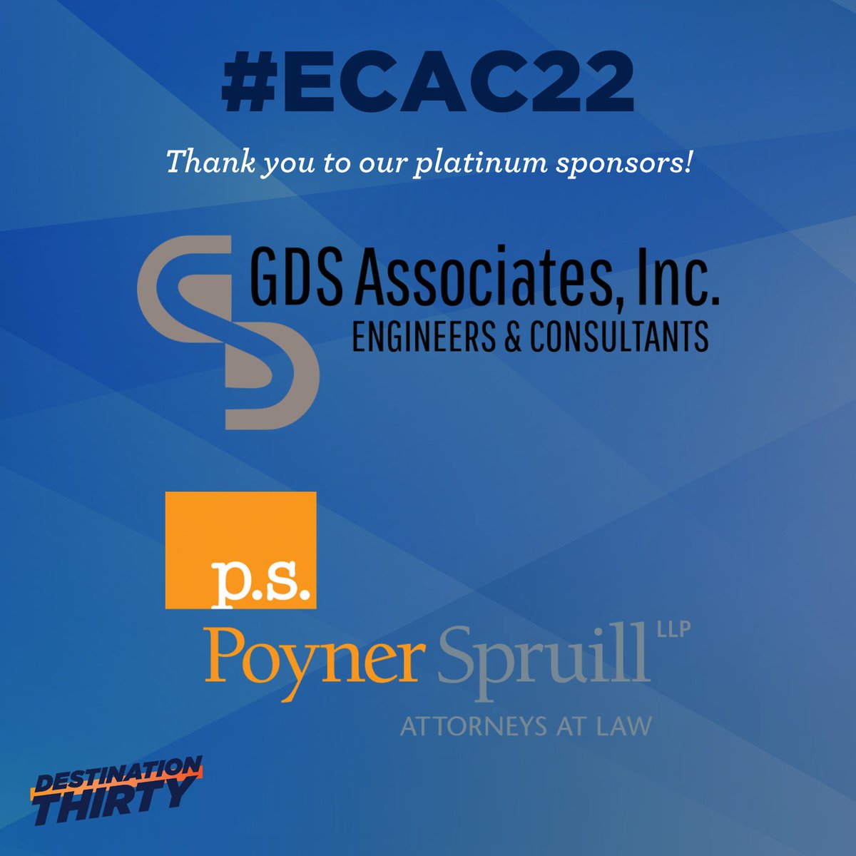 ElectriCitiesNC's tweet photo. Thank you to our platinum sponsors, @GDSassociates & @poynerspruill!
Check out your #ECAC22 conference agenda to see their upcoming sponsored breakout sessions! https://t.co/si642qSphC
