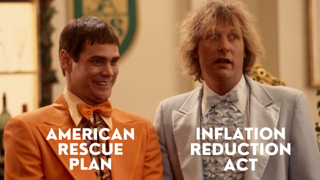MikeGarciaCA27's tweet photo. If Congress was Dumb and Dumber, the American Rescue Plan was Lloyd and this inflation bill is Harry. Neither make any sense, and calling these bills anything other than what they are (dumb) is wrong. https://t.co/bWHDVNGHEz