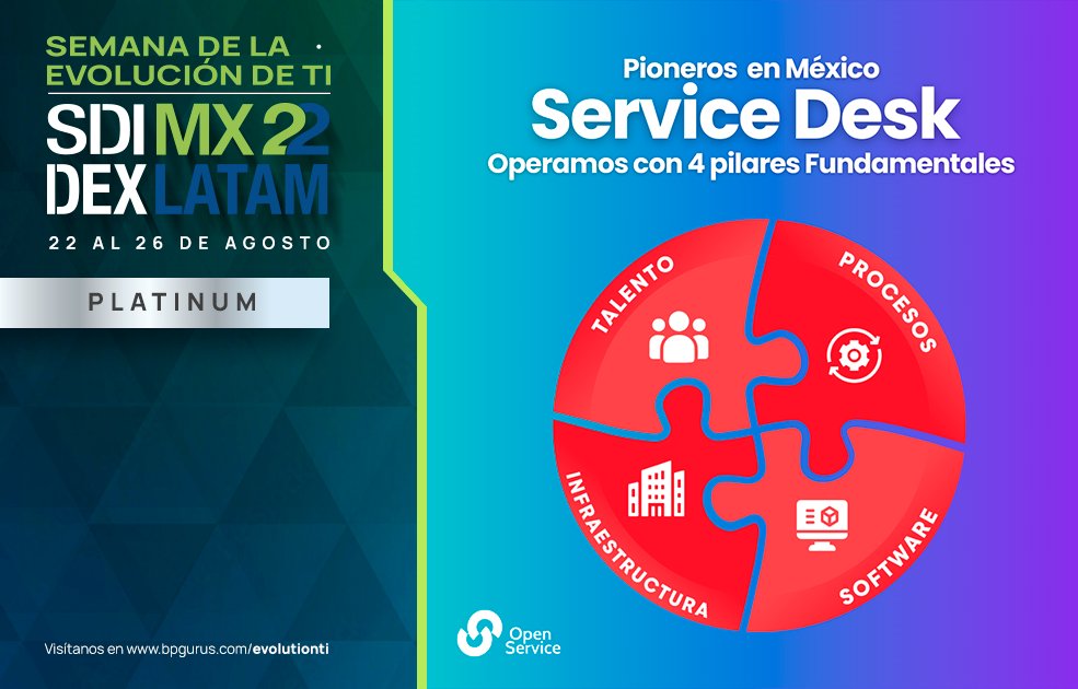 BPGurus's tweet photo. Un #ServiceDesk incrementa la satisfacción de tus usuarios y optimiza tiempos del área de TI, generando mayor productividad y mejora continua 
👉 https://t.co/WkfijDGJry @OpenServiceMx sponsor de la Semana de la Evolución de TI #TransformandoLaIndustria ➡ https://t.co/OSeUWjnal5 https://t.co/8d4L7cluk9