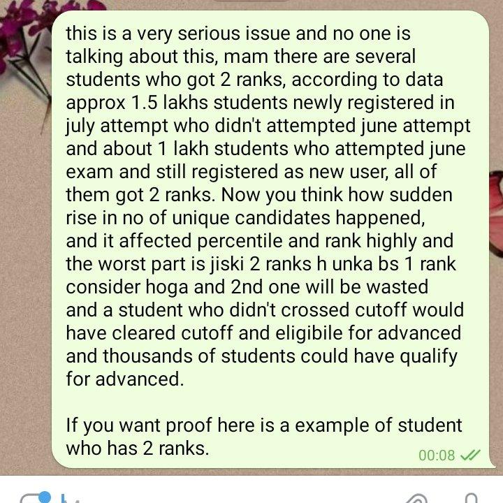 aahanisbetter's tweet photo. #JEEMains2022 #JEEMainsThirdAttemptForAll #JEEMainResult #NTASCAM @DG_NTA @EduMinOfIndia @ashwani_iitr @namokaul 

This is the biggest scam of NTA approx 80k+ students got 2 different rank because of this how many students could not clear the cutoff and give advanced exam https://t.co/SbPXhPM3iu