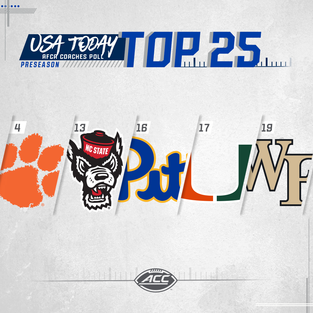 𝗙 𝗜 𝗩 𝗘 in the 𝗧𝗼𝗽 𝟮𝟱! 🏈

#ACCFootball | <a href="/usatodaysports/">USA TODAY Sports</a>

📰: theacc.co/3JHNUXJ