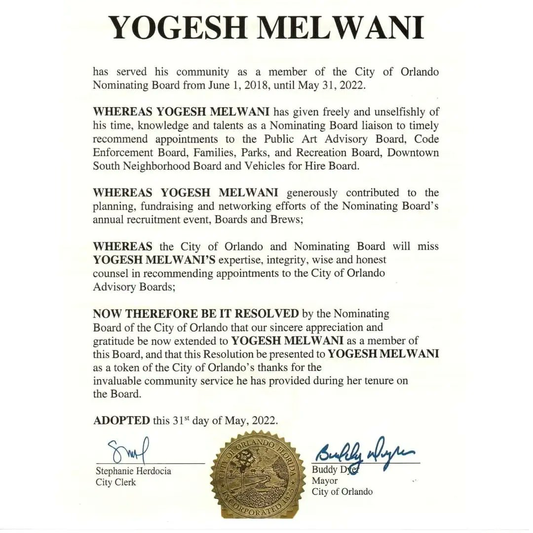 YogMelwani's tweet photo. It has been an honor and a pleasure to serve our #community for the past four years, on @citybeautiful Nominating Board. Thank you @orlandomayor for the Appointment!
#CityBeautiful #Orlando #CommunityService
#AlignCRE #CommercialRealEstate #Jobs #Land https://t.co/LVeeVu0N4U