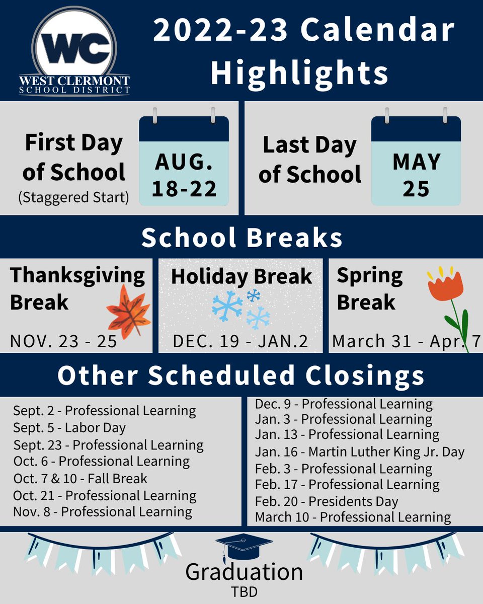 📅 We hope this calendar helps keep you organized with some of the important dates for the 2022-2023 school year! We can’t wait to see everyone soon! 🤩 #WCconnects