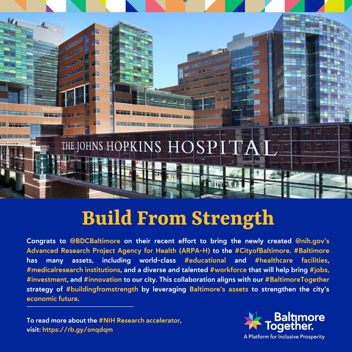 BmoreTogether_'s tweet photo. Congrats @BDCBaltimore  on bringing the @NIH’s ARPA-H 2 the #CtyofBmore.Bmore has worldclass educational &amp; healthcare facilities &amp; a diverse #workforce that'll bring #jobs &amp; #innovation 2 our cty.  #buildingfromstrength #BaltimoreTogether #LifeSciences  - https://t.co/siIdlgT2NG https://t.co/YZHupBh4QN